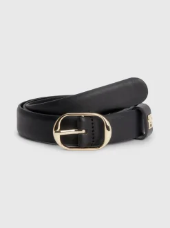 Paski*Tommy Hilfiger Skórzany Pasek Casual Z Owalną Sprzączką BLACK