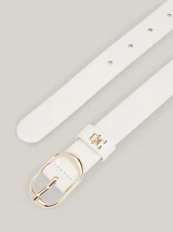 Paski*Tommy Hilfiger Skórzany Pasek Casual Z Owalną Sprzączką ANCIENT WHITE