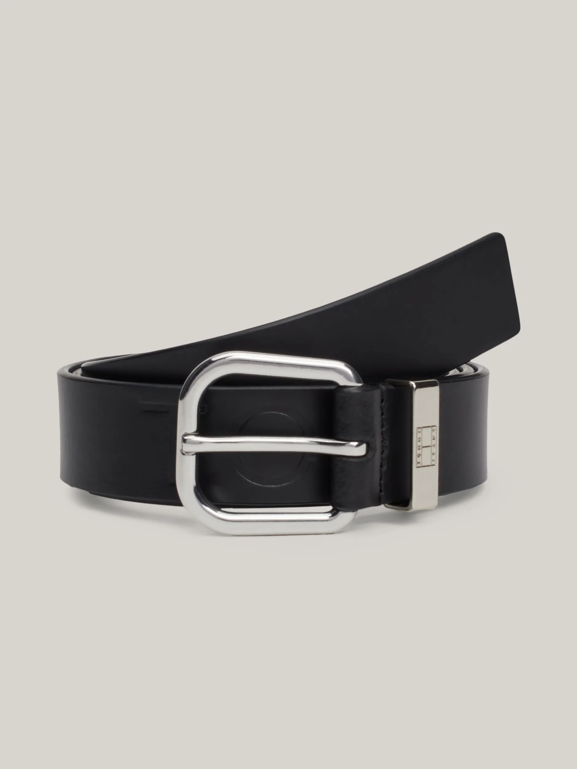 Paski*Tommy Hilfiger Skórzany Pasek City Z Wytłoczonym Logo BLACK