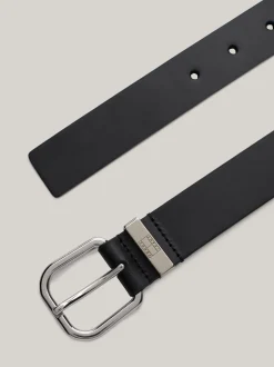 Paski*Tommy Hilfiger Skórzany Pasek City Z Wytłoczonym Logo BLACK