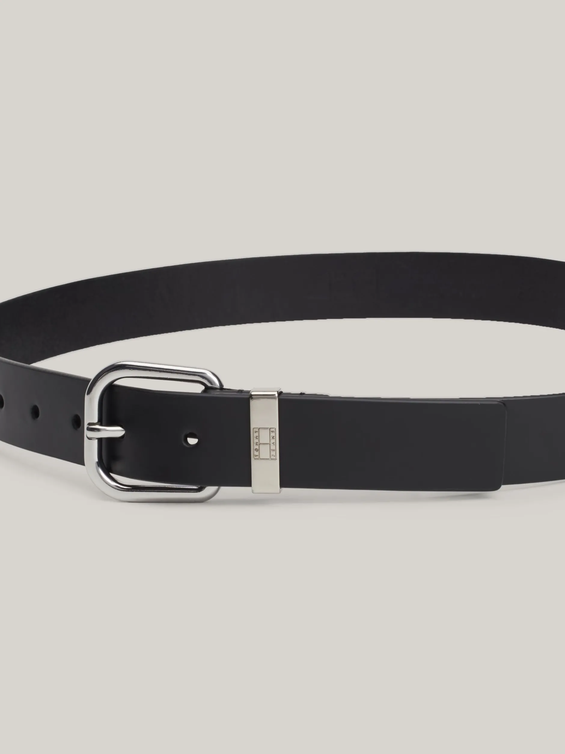 Paski*Tommy Hilfiger Skórzany Pasek City Z Wytłoczonym Logo BLACK