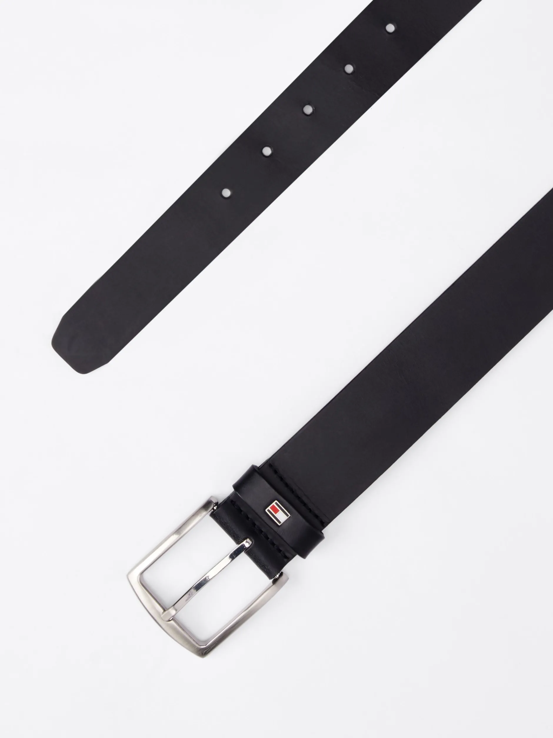 Paski*Tommy Hilfiger Skórzany Pasek Denton Z Logo Z Flagą MIDNIGHT