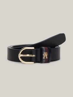 Paski*Tommy Hilfiger Skórzany Pasek Essential Effortless Corporate SPACE BLUE