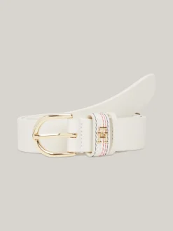 Paski*Tommy Hilfiger Skórzany Pasek Essential Effortless Corporate ANCIENT WHITE