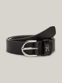 Paski*Tommy Hilfiger Skórzany Pasek Essential Z Monogramem TH BLACK