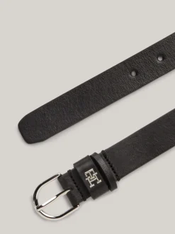 Paski*Tommy Hilfiger Skórzany Pasek Essential Z Monogramem TH BLACK