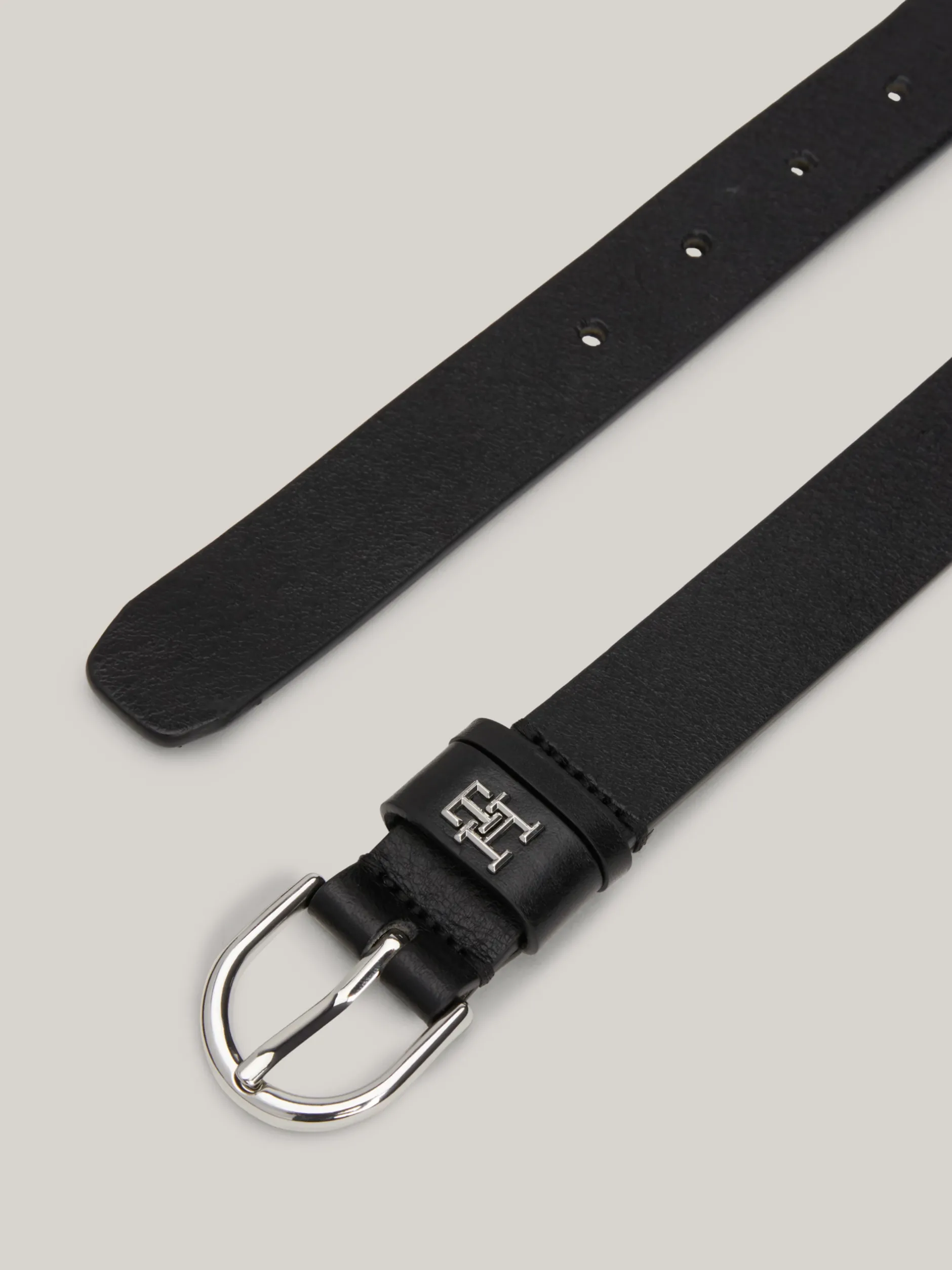 Paski*Tommy Hilfiger Skórzany Pasek Essential Z Zaokrągloną Sprzączką BLACK