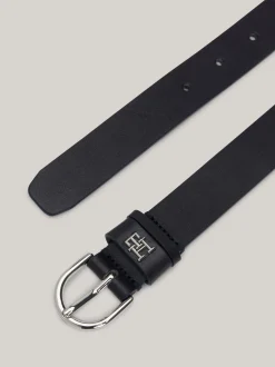 Paski*Tommy Hilfiger Skórzany Pasek Essential Z Zaokrągloną Sprzączką SPACE BLUE