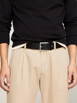 Paski*Tommy Hilfiger Skórzany Pasek Hampton BLACK