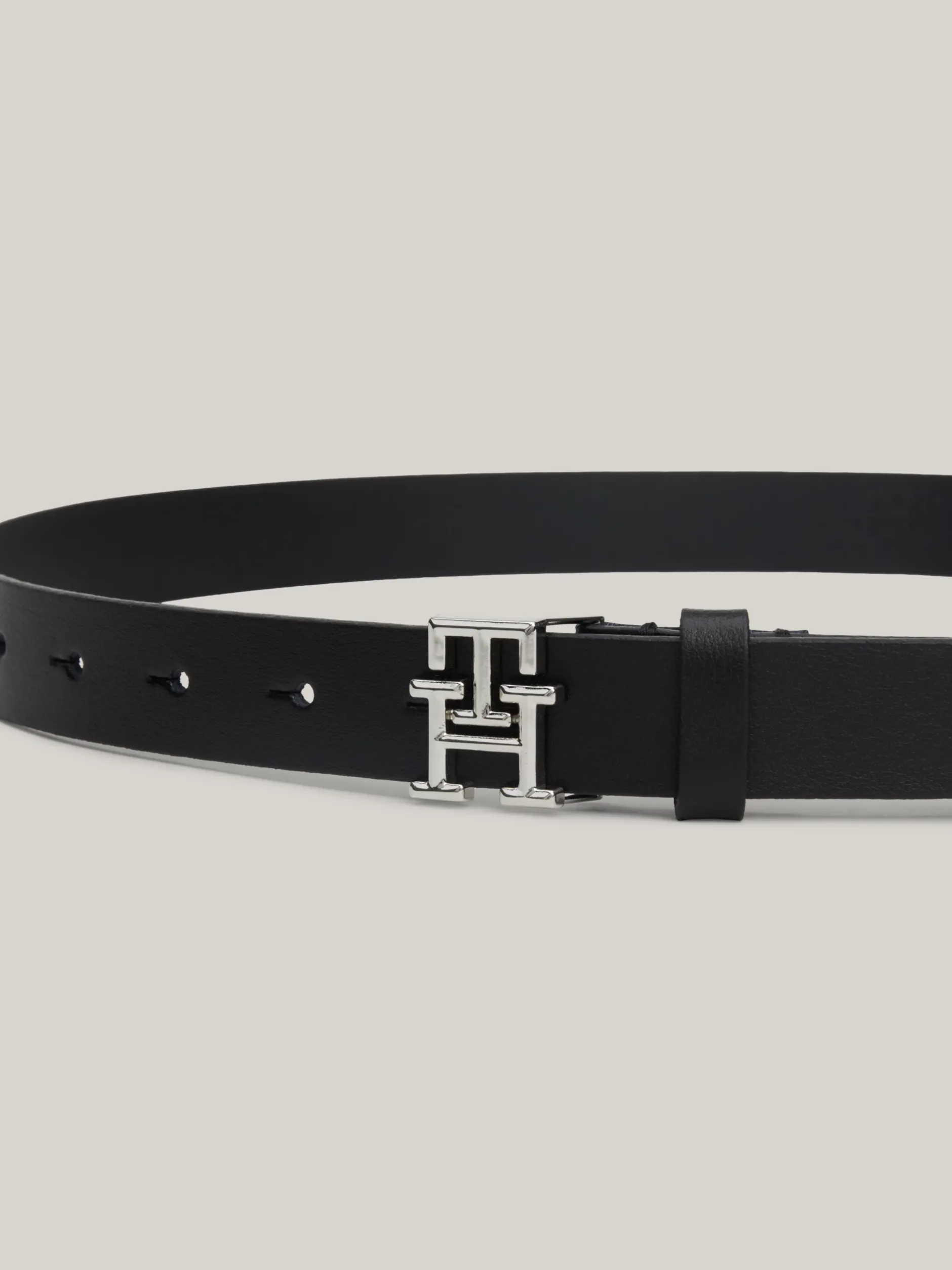 Paski*Tommy Hilfiger Skórzany Pasek TH Emblem Z Plakietką BLACK