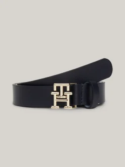 Paski*Tommy Hilfiger Skórzany Pasek TH Emblem Z Plakietką SPACE BLUE