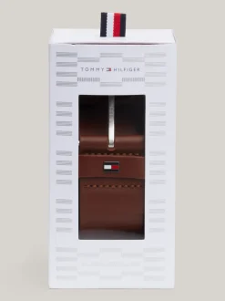 Paski*Tommy Hilfiger Skórzany Pasek Z Emaliowaną Flagą COGNAC