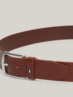 Paski*Tommy Hilfiger Skórzany Pasek Z Emaliowaną Flagą COGNAC