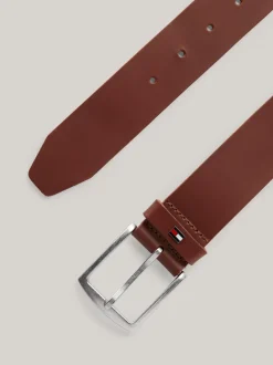 Paski*Tommy Hilfiger Skórzany Pasek Z Emaliowaną Flagą COGNAC