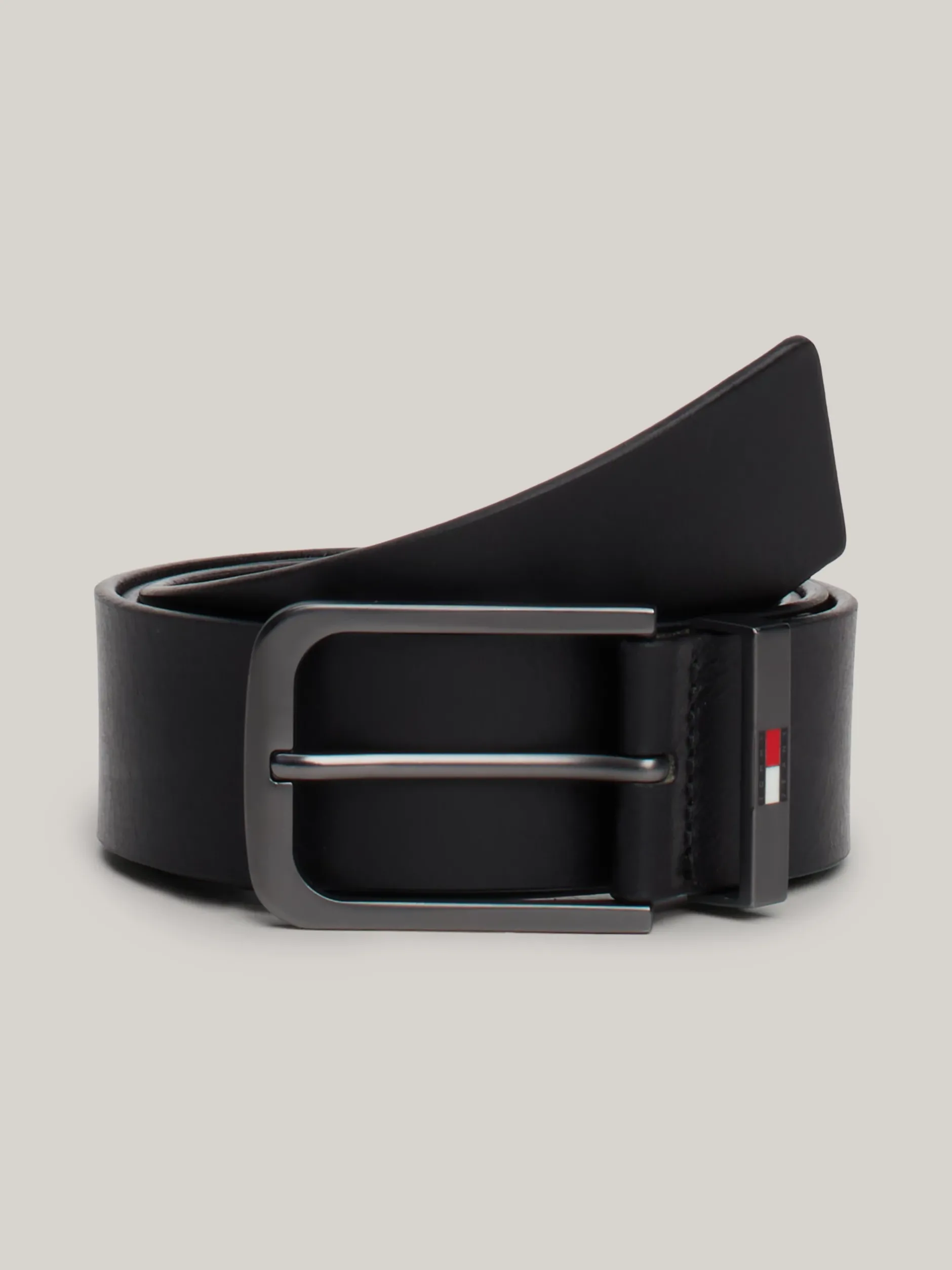 Paski*Tommy Hilfiger Skórzany Pasek Z Emaliowanym Logo BLACK