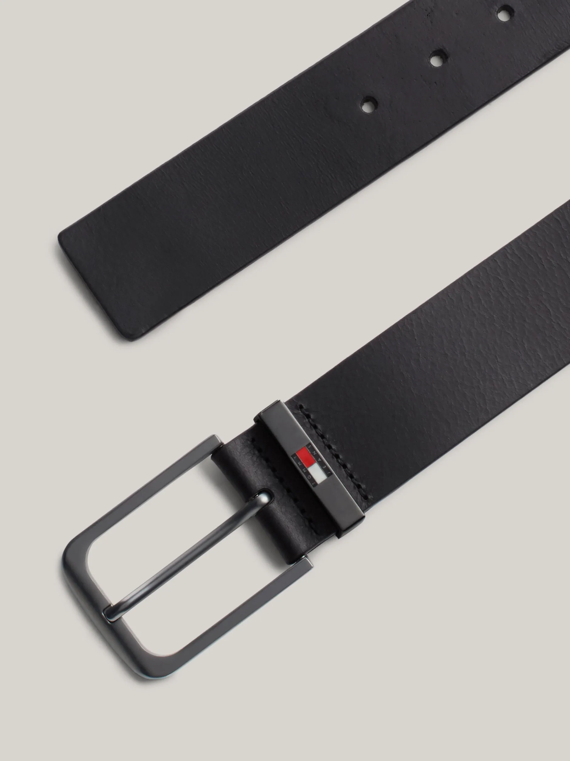 Paski*Tommy Hilfiger Skórzany Pasek Z Emaliowanym Logo BLACK