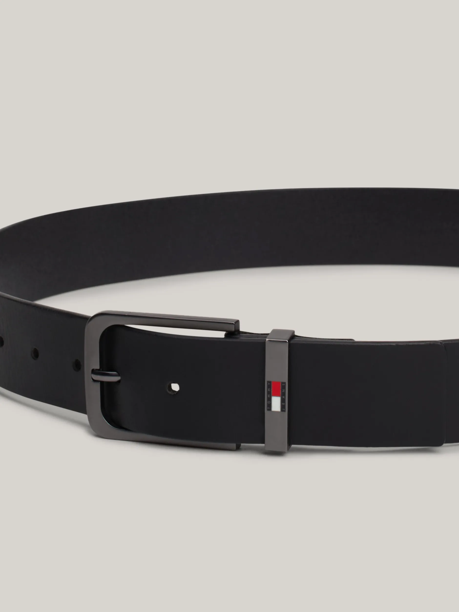 Paski*Tommy Hilfiger Skórzany Pasek Z Emaliowanym Logo BLACK