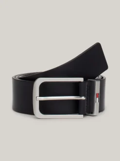 Paski*Tommy Hilfiger Skórzany Pasek Z Emaliowanym Logo DARK NIGHT NAVY