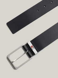 Paski*Tommy Hilfiger Skórzany Pasek Z Emaliowanym Logo DARK NIGHT NAVY