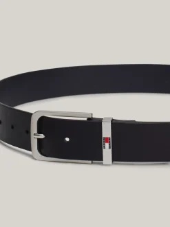 Paski*Tommy Hilfiger Skórzany Pasek Z Emaliowanym Logo DARK NIGHT NAVY