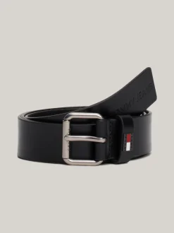 Paski*Tommy Hilfiger Skórzany Pasek Z Klamrą Rolkową BLACK
