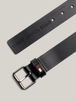 Paski*Tommy Hilfiger Skórzany Pasek Z Klamrą Rolkową BLACK