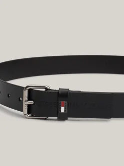 Paski*Tommy Hilfiger Skórzany Pasek Z Klamrą Rolkową BLACK