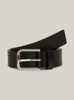 Paski*Tommy Hilfiger Skórzany Pasek Z Kwadratową Sprzączką BLACK
