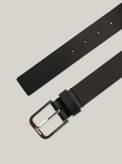 Paski*Tommy Hilfiger Skórzany Pasek Z Kwadratową Sprzączką BLACK
