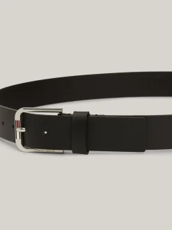 Paski*Tommy Hilfiger Skórzany Pasek Z Kwadratową Sprzączką BLACK