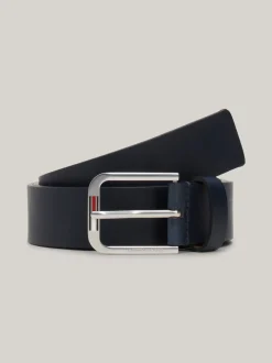 Paski*Tommy Hilfiger Skórzany Pasek Z Kwadratową Sprzączką DARK NIGHT NAVY