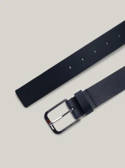 Paski*Tommy Hilfiger Skórzany Pasek Z Kwadratową Sprzączką DARK NIGHT NAVY