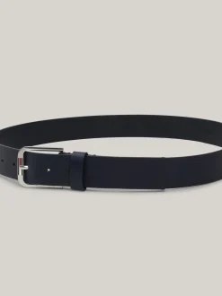 Paski*Tommy Hilfiger Skórzany Pasek Z Kwadratową Sprzączką DARK NIGHT NAVY