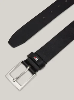 Paski*Tommy Hilfiger Skórzany Pasek Z Kwadratową Sprzączką BLACK