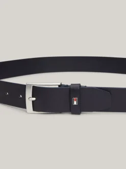 Paski*Tommy Hilfiger Skórzany Pasek Z Kwadratową Sprzączką SPACE BLUE