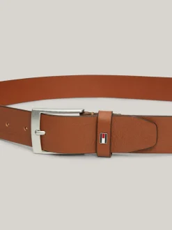 Paski*Tommy Hilfiger Skórzany Pasek Z Kwadratową Sprzączką TAN
