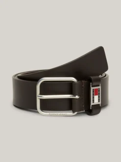Paski*Tommy Hilfiger Skórzany Pasek Z Logo DARK BROWN