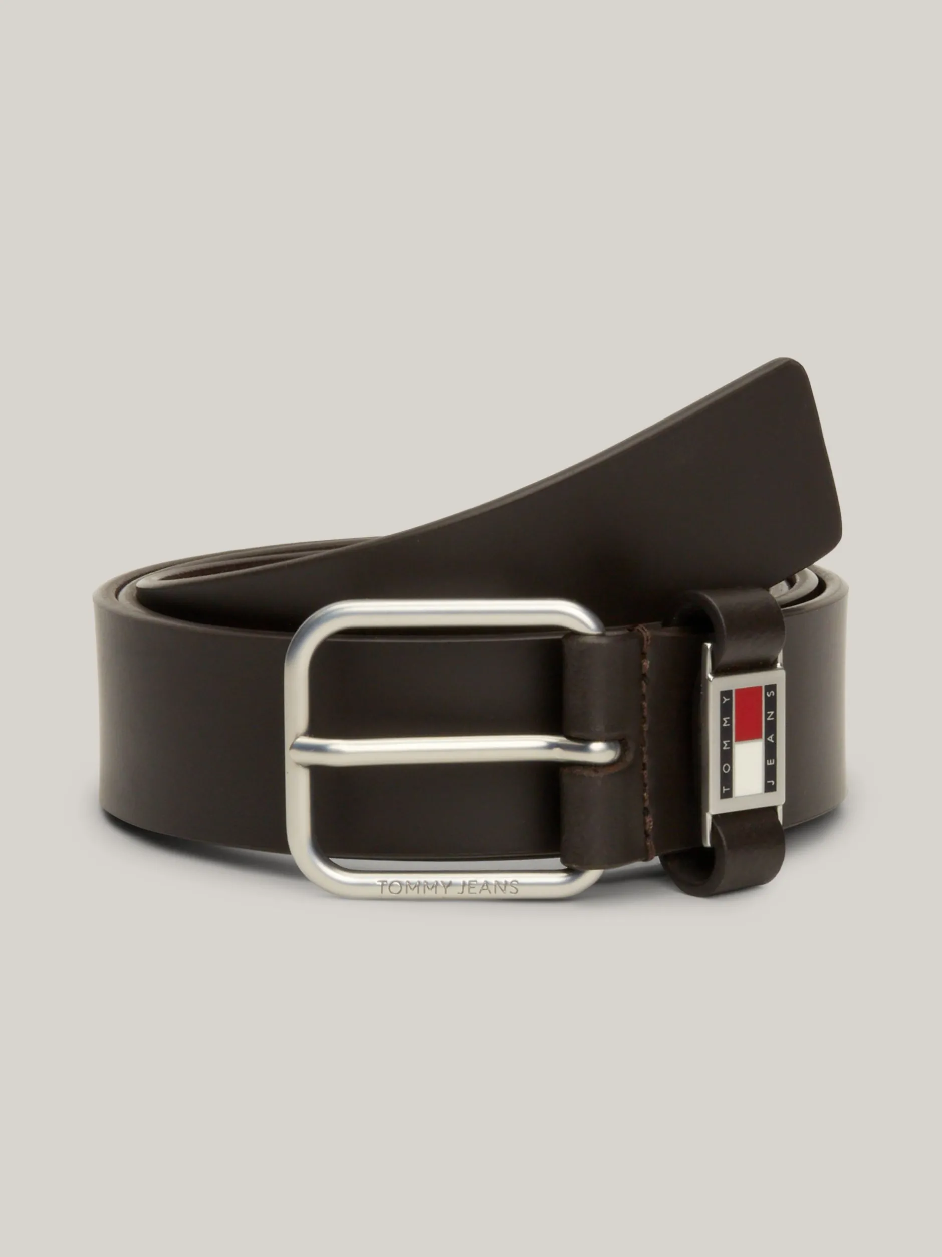 Paski*Tommy Hilfiger Skórzany Pasek Z Logo DARK BROWN