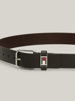 Paski*Tommy Hilfiger Skórzany Pasek Z Logo DARK BROWN