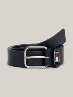 Paski*Tommy Hilfiger Skórzany Pasek Z Logo DARK NIGHT NAVY