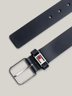 Paski*Tommy Hilfiger Skórzany Pasek Z Logo DARK NIGHT NAVY