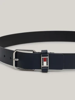 Paski*Tommy Hilfiger Skórzany Pasek Z Logo DARK NIGHT NAVY