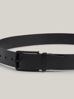 Paski*Tommy Hilfiger Skórzany Pasek Z Logo Hilfiger Monotype BLACK