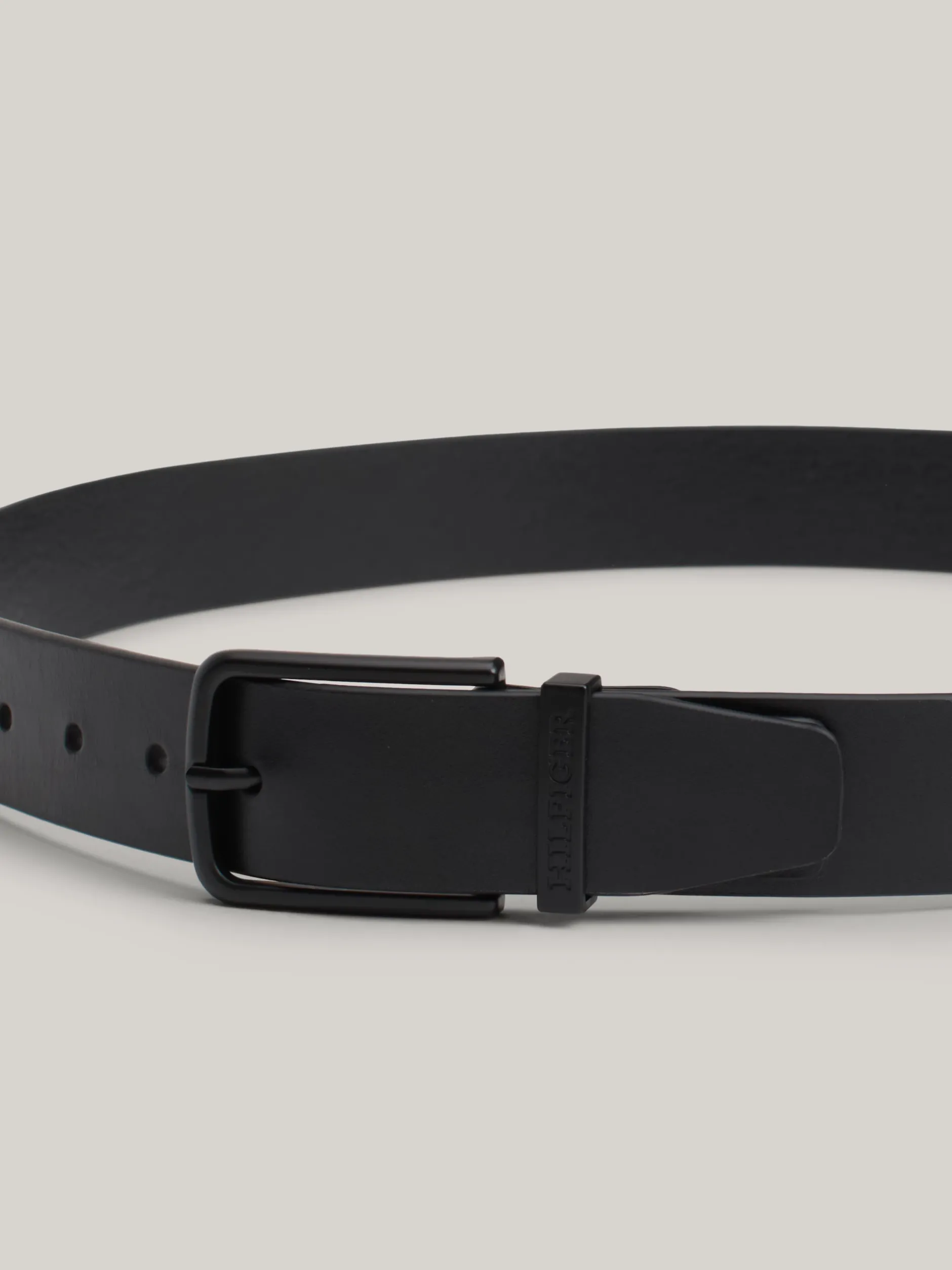 Paski*Tommy Hilfiger Skórzany Pasek Z Logo Hilfiger Monotype BLACK