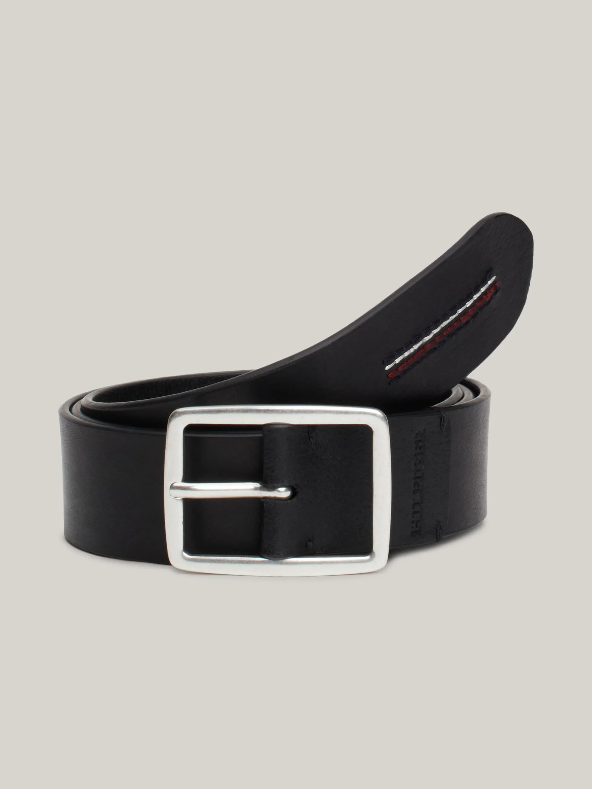 Paski*Tommy Hilfiger Skórzany Pasek Z Logo Hilfiger Monotype BLACK