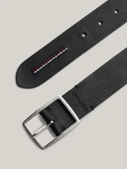 Paski*Tommy Hilfiger Skórzany Pasek Z Logo Hilfiger Monotype BLACK