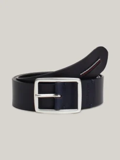 Paski*Tommy Hilfiger Skórzany Pasek Z Logo Hilfiger Monotype SPACE BLUE