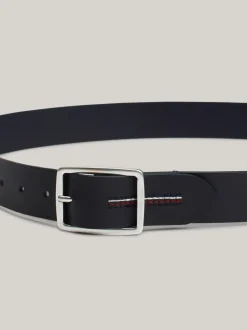 Paski*Tommy Hilfiger Skórzany Pasek Z Logo Hilfiger Monotype SPACE BLUE
