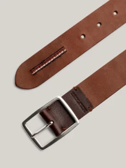 Paski*Tommy Hilfiger Skórzany Pasek Z Logo Hilfiger Monotype TAN