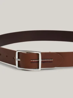 Paski*Tommy Hilfiger Skórzany Pasek Z Logo Hilfiger Monotype TAN